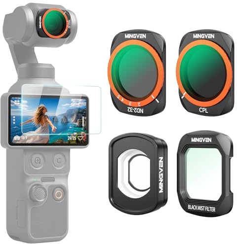 MINGVEN Osmo Pocket 4 ND-Filter, Magnetfilter-Set für DJI Pocket 4 (nur) | 4er-Pack Filterset (CPL, Black Diffusion 1/4, VND2-32, 112° Weitwinkelobjektiv), Pocket 4 Zubehör für Vlogging & Fotografie