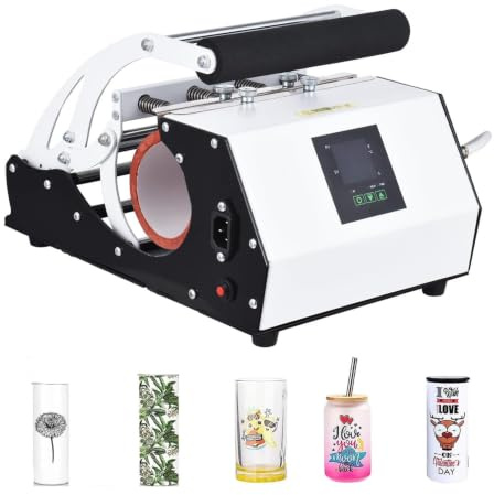 Tumbler Heat Press Machine, 300W Mug Press for 20oz 25oz 30oz Straight Skinny Sublimation Tumblers, LCD Digital Control for Ceramic, Glass Cups White