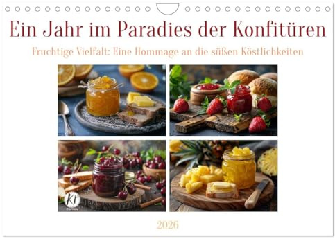 Ein Jahr im Paradies der Konfitüren (Wandkalender 2026 DIN A4 quer), CALVENDO Monatskalender: Leckere Früchte im Glas - für den Frühstücksgenuss (CALVENDO Lifestyle)