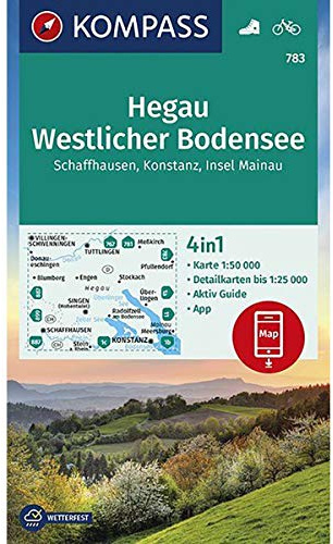KOMPASS Wanderkarte Hegau Westlicher Bodensee, Schaffhausen, Konstanz, Insel Mainau: 4in1 Wanderkarte 1:50000 mit Aktiv Guide und Detailkarten ... (KOMPASS-Wanderkarten, Band 783)