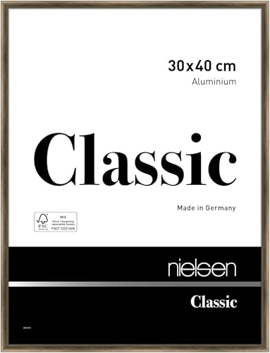 nielsen Aluminium Bilderrahmen Classic, 30 x 40 cm, Braun | Aluminium Fotorahmen im Hoch- & Querformat zum Aufhängen Braun gebürstet Echtglas