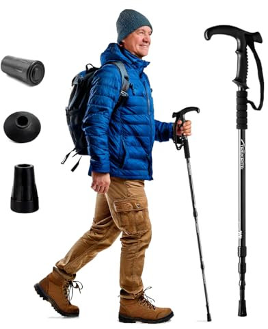 Trekrite Telescopic Walking/Hiking/Trekking Pole/Stick - Anti Shock T Handle Comfortable Unisex Suits all Ages (Single / 1pc) - UK Based Company