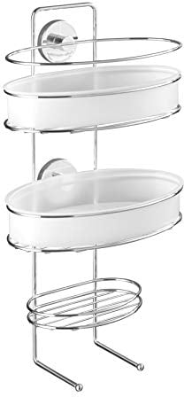 WENKO 20891100 Vacuum-Loc Duschdiener Milazzo Befestigen ohne Bohren, Stahl, 18 x 58 x 26 cm, Chrom