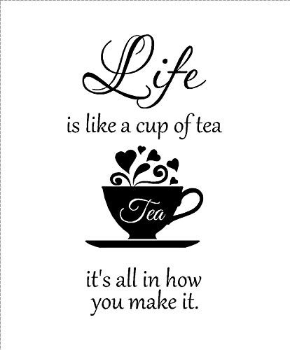 LightningSigns Life is like a cup of tea inspirational quote sticker vinyl wall art (Matt Black)