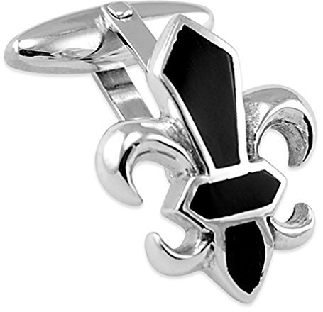 Select Gifts Fleur de Lys en argent Boutons de manchette Onyx