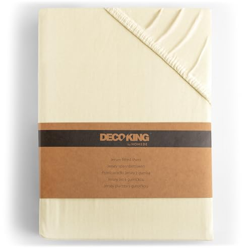 DecoKing Spannbettlaken 200x220 220x240 cm 100% gekämmte Baumwolle Creme Spannbetttücher Jersey Boxspringbett Amber 200 x 220 220 x 240
