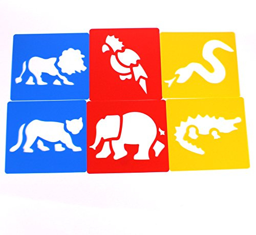 Plastic Jungle Animal Art Stencils Templates Set Safari Drawing Pack of 6 by BCreative ®
