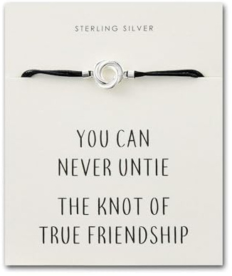 Philip Jones Sterling Silver Friendship Quote Corded Knot Bracelet