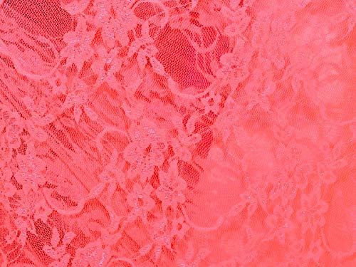 TISSU DENTELLE ELASTIQUE POLYESTER/ELASTHANE ROSE FLUO - Coupe par 50 cms
