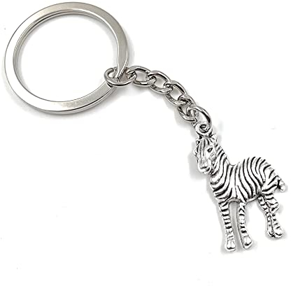 Onwomania - Zebra Tier gestreift Schlüsselanhänger - Metall Glücksbringer ideal als Geschenk z.B. für den besten Freund, die beste Freundin, Mama - Für Männer, Frauen & Kinder