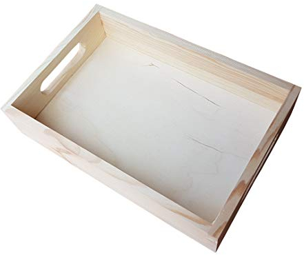 Wooden Serving Unpainted Tray 30 cm x 20 cm x 5.5 cm