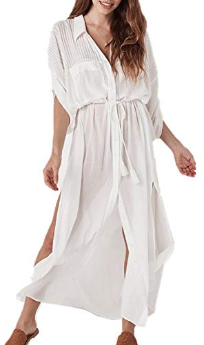 L-Peach Women's Long Lace Beach Dress Kimono Maxi Kaftan Cover ups