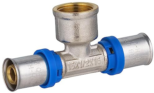 Te multicapa a prensar Ø16 - hembra al centro 1/2 | Conexión resistente y duradera | Ideal para instalaciones de fontanería | Fácil instalación y ajuste seguro | Máxima fiabilidad | QUICK PLOMBERIE