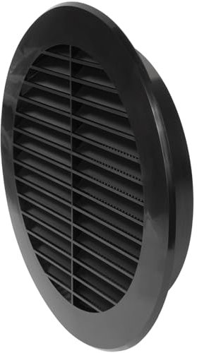 Repa Market Cubierta de ventilación de plástico negro de 6 pulgadas con brida, ventilación redonda de soffit, rejilla de ventilación de aire, cubierta de rejilla, malla protectora de pantalla,