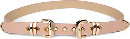 styleBREAKER Cintura da donna con doppia fibbia dorata e rivetti a foro, B-Low Belt, cintura in vita, accorciabile 03010121