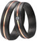 DOOSTI Damen Herren Ring Carbon Schwarz mit Edelstahl Einlage Rosegold mit Zirkonia als Partnerring Ehering Freundschaftsring (Ring ohne Zirkonia, 66 (21.0))