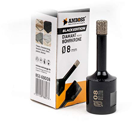 Amboss - Diamant Bohrkrone 8 mm (M14) für Winkelschleifer | Geeignet für Feinsteinzeug, harte Fliesen, Granit etc.