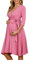 KOJOOIN Abito Premaman da Donna Abito Gravidanza Incinte Abito Allattamento Scollo a V Manica Lunga con Cintura in Vita Rosa S