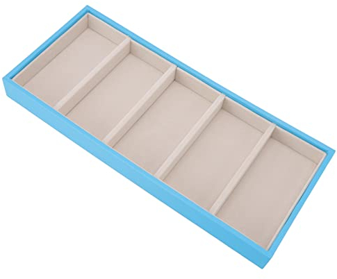 HERCHR Scatola per Occhiali con 5 Scomparti, Organizzatore per Occhiali da Sole per Donna Uomo Senza Coperchio, Vetrina Per Occhiali in Velluto, Vassoio Porta Bicchieri per Cassetto(Blu)