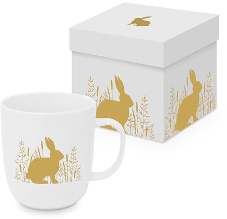 PPD Kaffeetasse Pure Easter Gold 350ml Teetasse Cappuccinotasse Kaffee-Tasse Porzellantasse Henkeltasse Porzellan-Tasse Tee-Tasse Bone China Porzellan