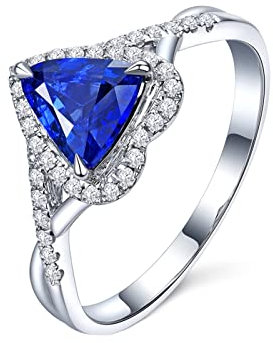 Epinki Trauringe 750 Weißgold, Echt Gold Hochzeitsring Freundschaftsringe Trauringe Saphir 1ct Herz Ringe mit Diamant Gr.47 (15.0)