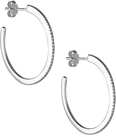 Treuheld® Große 925 Sterling Silber Creolen-Ohrstecker mit Kristallen