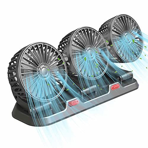 Supatmul Ventola di Raffreddamento Automatico | Ventilatore a Tre Teste per Camion - Ventola USB/12V/24V, 2 velocità, Ventola silenziosa per Auto per Camion SUV RV Nave da Crociera Veicoli