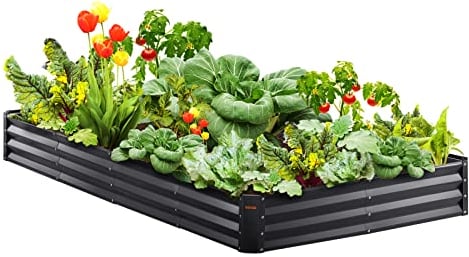 VEVOR Fioriera Rialzata da Giardino Esterno in Alluminio Zincato 240 x 120 x 28 cm per Coltivazione di Piante Orto Erbe, Letto Orto Rialzato da Giardino Aiuola Sopraelevata per Piante, Ortaggi Arbusti