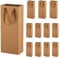 TACHIO 12 Pcs Wine Gift Bags - Single Bottle Sturdy Reusable Kraft Paper Tote With Handles for Birthdays, Anniversaries, Party, Christmas, Shopping - Brown