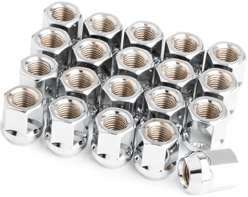GAsupply 20 dadi per ruota con estremità aperta M12 x 1,5 con sede conica a 60° esagonale 19, compatibili con Ford Kia, dadi per cerchi in lega (cromati)