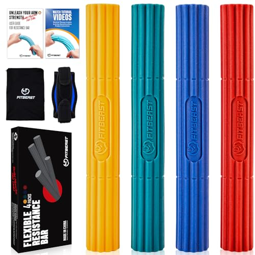 FitBeast Fitness-Widerstandsbarre für Physiotherapie und verbesserte Griffkraft – Übungsstab ideal zur Linderung von Sehnenentzündungen – Handtrainer zur Tennisellenbogen und Golferellenbogen