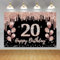 20 Geburtstag Dekorationen für Mädchen/Frauen, Happy 20 Years Old Hintergrund Banner Rosegold Stoff Schild Poster, 20 Geburtstag Party Supplies Fotohintergrund Willkommensschild, 150 cm x 90 cm