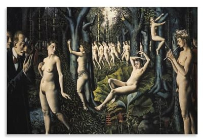 YOOSONG Poster mit belgisch-surrealistischem Künstler, Paul Delvaux der erwachte Wald, Poster, Gemälde, Leinwand, Wandkunst, Wohnzimmer, Poster, Gemälde, 30 x 45 cm