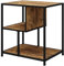 Vicco Beistelltisch Fyrk, Eiche rustikal/Schwarz, 52 x 40 cm mit 2 offenen Fächern