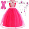Fille Deguisement Robe de Princesse Aurore pour Enfant, Costume de la Belle au Bois Dormant avec Accessoires Rose Robe de Soirée Halloween Fête Partie Carnaval Cosplay Costume 3-4 Ans Rosa01 110