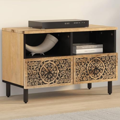 Juroupi TV-Schrank Wohnzimmer Schrank Fernseher Schrank TV Sideboard Wohnzimmer 70x33x46 cm Massivholz Mango