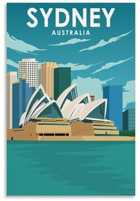 GJrjdb Vintage-Poster Travel Sydney Australien, 20 x 30 cm