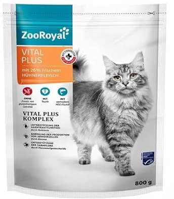ZooRoyal Katzen Vital Plus mit frischem Hühnerfleisch 800 g Alleinfuttermittel für ausgewachsene Katzen
