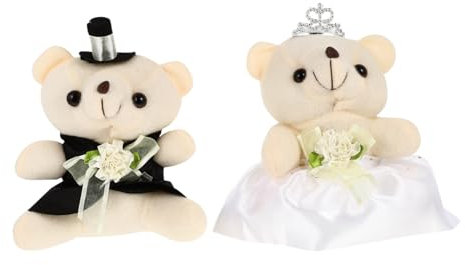 Toyvian Bärenpuppenpaar Braut und Bräutigam Entzückende Hochzeitsdekoration Zum PlüSch BäRenpuppen Paar Valentinstag Dekoration FüR Schlafzimmer Wohnraum Und Hochzeitsdekoration