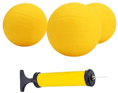 Baoblaze -Ersatzbälle, Mini-Volleyball, Starke, weiche gelbe Roundnet-Spielbälle mit Luftpumpe für Pool, Rasen, Strand, Hinterhof, 3.5 Inch 3pcs