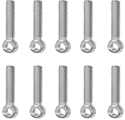JIHXYER 10 pernos giratorios M6 x 20 mm, perno de anillo, tornillos de ojo de acero inoxidable 304