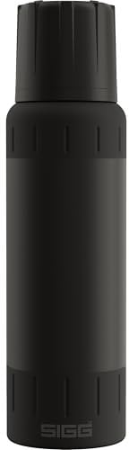 SIGG – Isolierte Trinkflasche – Thermosflasche Alpine Star Black, mit Becher – 27 St. Heiß, 100 St. Kalt – Kompakt & Robust – Auslaufsicher – BPA-frei – Outdoor, Camping & Wandern – Schwarz – 1L
