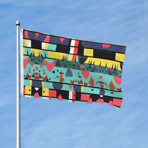 Geometrische Muster, bedruckte doppelseitige Flagge (91,4 x 152,4 cm), große Gartenflagge, festliche Outdoor-Dekoration