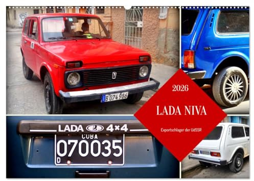 LADA NIVA - Exportschlager der UdSSR (Wandkalender 2026 DIN A2 quer), CALVENDO Monatskalender: Der sowjetische Geländewagen LADA NIVA in Kuba (CALVENDO Mobilitaet)