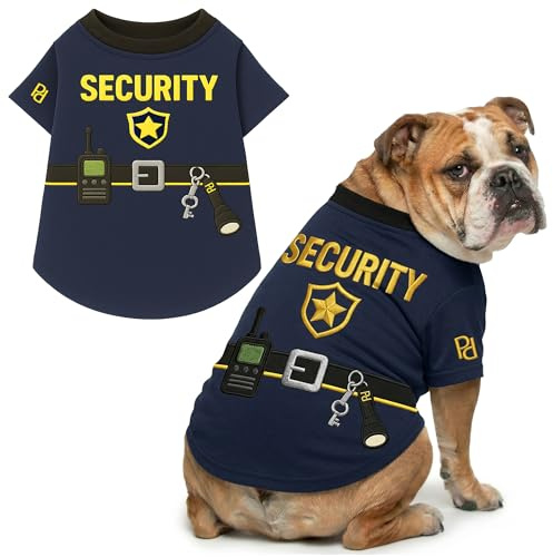 Parisian Pet Dog Security Woofficer Shirt - Halloween Pet Vest - Halloween Shirts for Dogs - Embroidered Pets Clothes - Puppy Halloween Costume - Sleeved Doggy Costumes for Large Dogs - 3XL