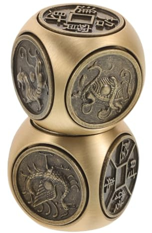 LALADEFIEE Brass Dice Set 2pcs Retro Metal Dice Unique Rotating Office Desk Toy Stress Relief Executive Gadget for Men and Gaming