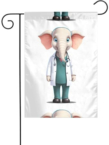 Gartendekoration Gartenflagge 30,5 x 45,7 cm WHJDPP Sanfter Elefant Doktor Gedruckt dick und verschleißfest für Garten Blumentöpfe und Rasen