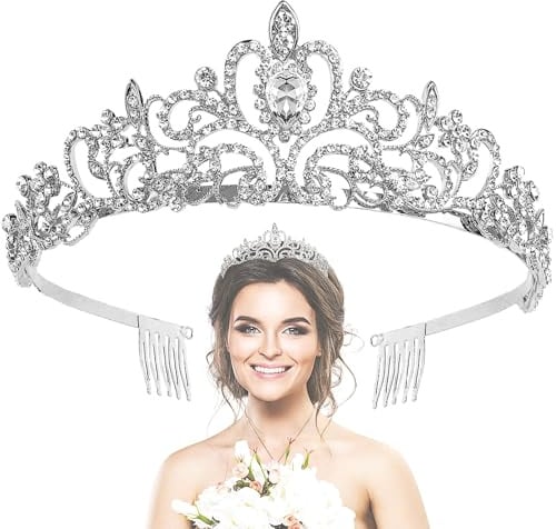 Krone Damen, Kristallkrone Strass Krone,Kristall Tiara Silber Tiara Hochzeit Tiara Hochzeit für Hochzeiten,Abschlussbälle,Festumzüge,Prinzessinnenpartys,Geburtstagsfeiern