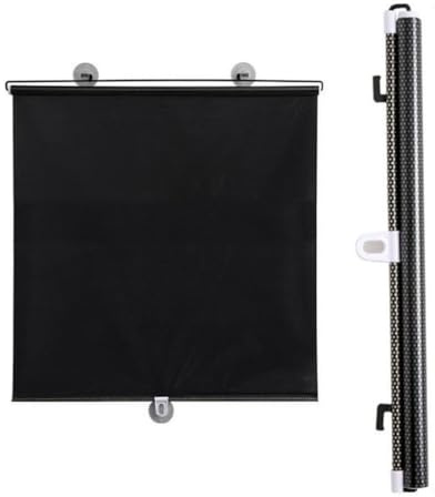 Opatiny 3 Stück einziehbares Sonnenschutzrollo mit Saugnäpfen, ohne Stanzen, PVC, Schwarz, 125 x 45 cm
