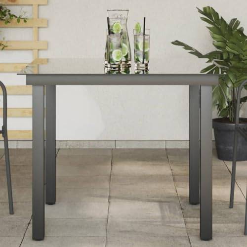Owoxanthellate Gartentisch Schwarz 80x80x74 cm Glasplatte mit Aluminium-Gestell wetterfest Modernes Design Robuste Gartenmöbel für Terrasse Balkon und Outdoor-Bereich